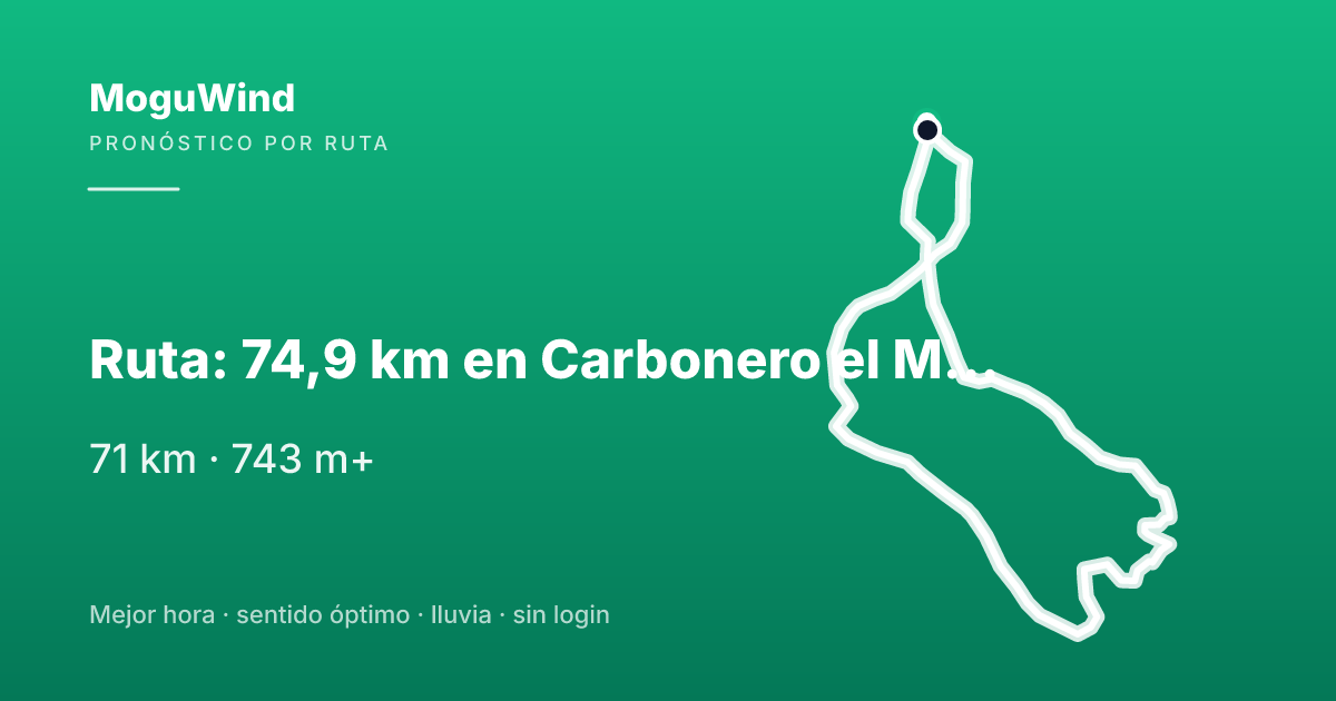 Map of the gravel route: Ruta: 74,9 km en Carbonero el Mayor de Bicicleta de montaña